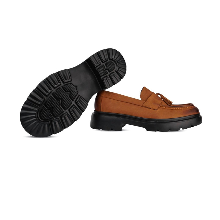 Cedric: Mocassin Homme - Daim Cognac - Bleather Maroc