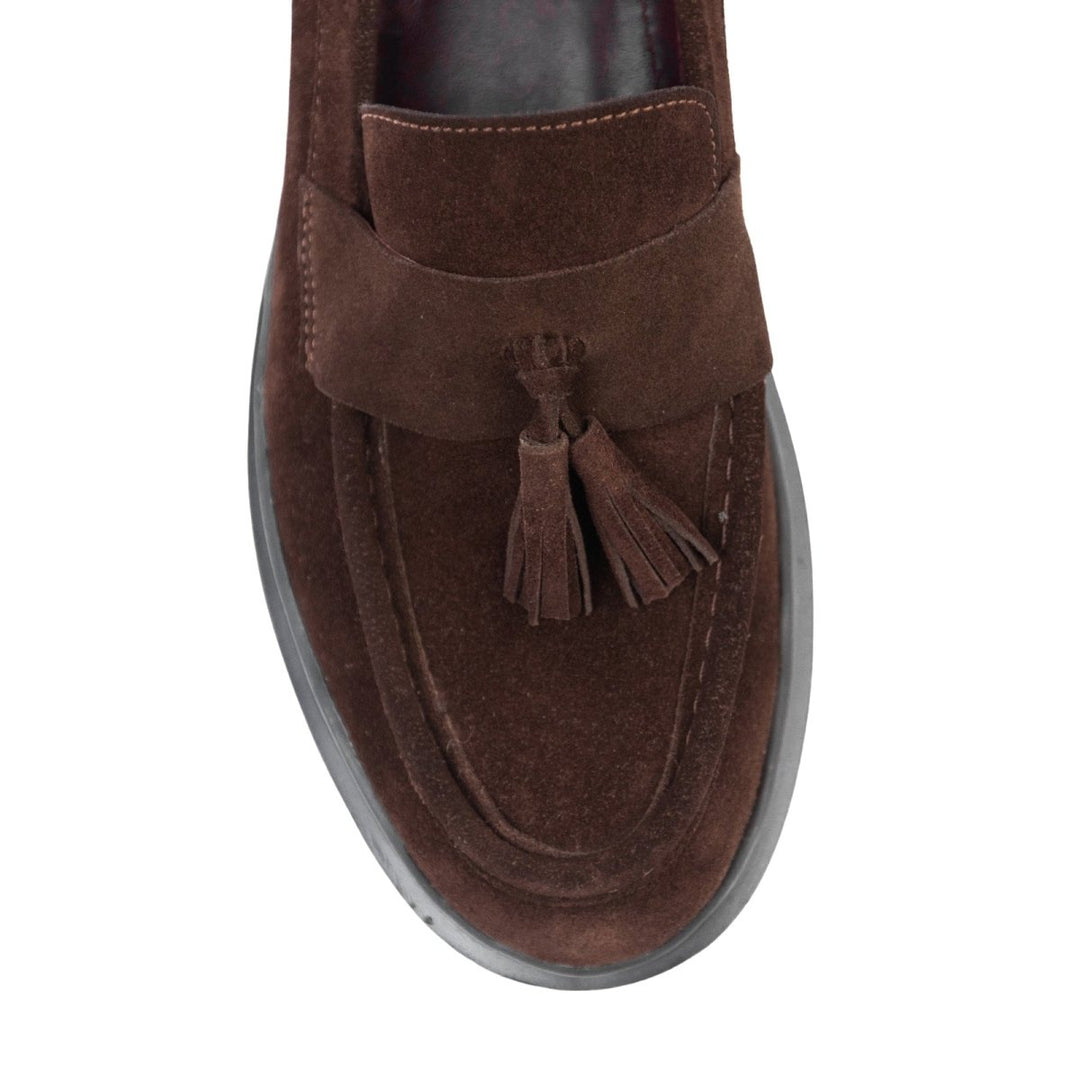Cedric: Mocassin Homme - Daim Marron - Bleather Maroc