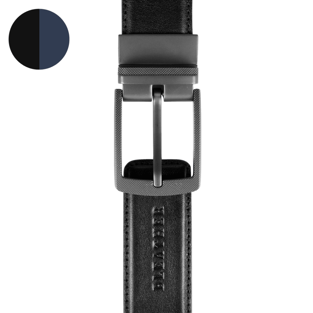 Ceinture: C26 Double face Noir/Bleu - Bleather Maroc