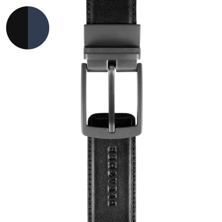 Ceinture: C26 Double face Noir/Bleu - Bleather Maroc