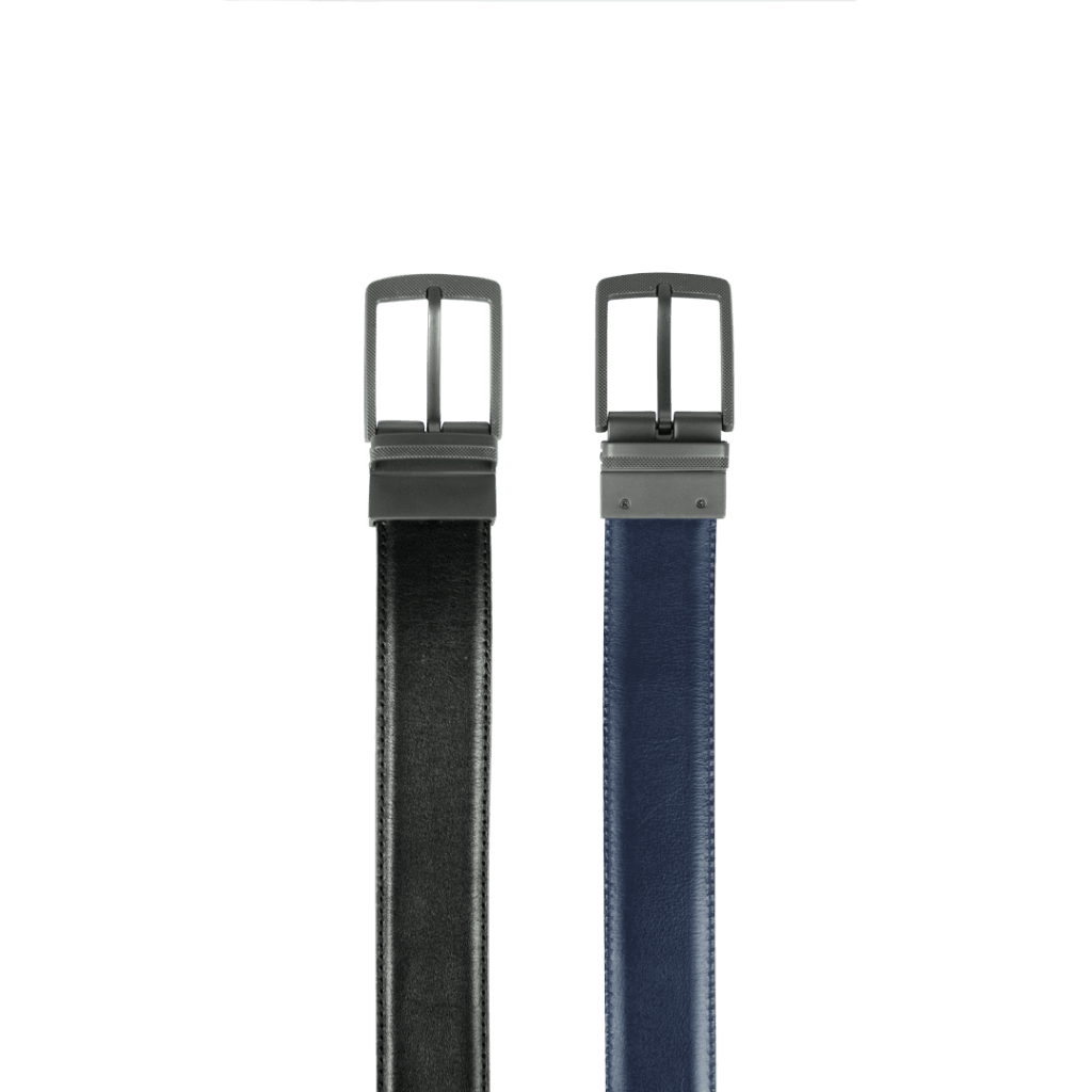 Ceinture: C26 Double face Noir/Bleu - Bleather Maroc