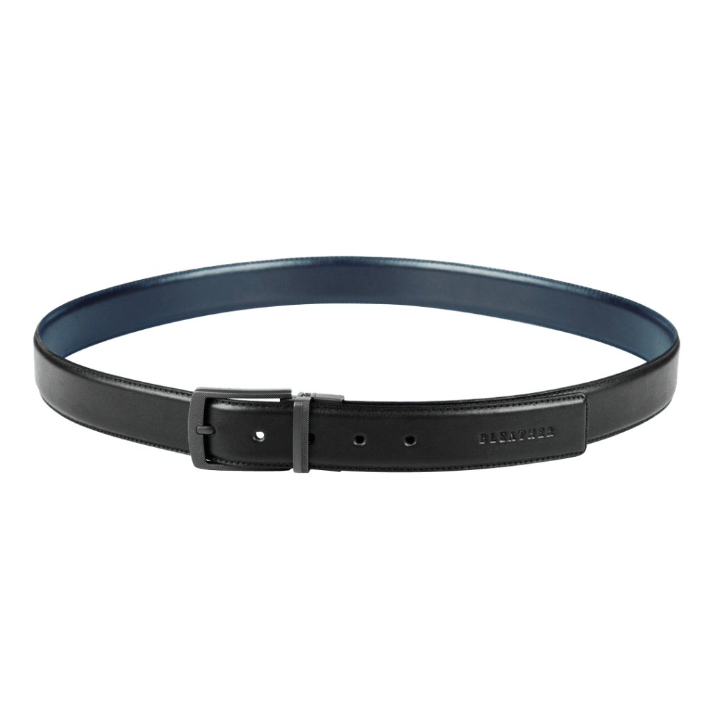Ceinture: C26 Double face Noir/Bleu - Bleather Maroc