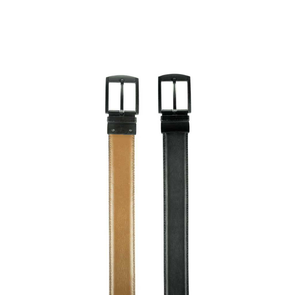Ceinture: C30 Double face Noir/Cognac - Bleather Maroc
