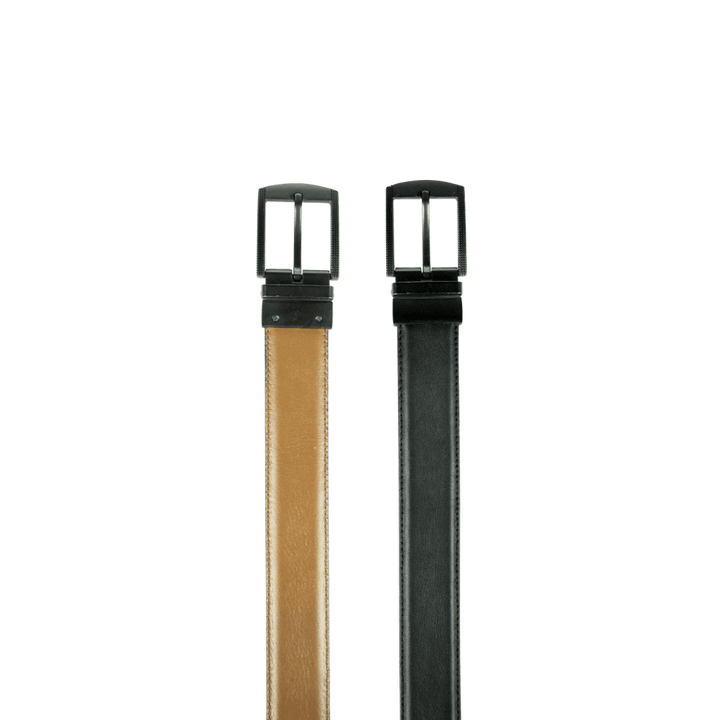 Ceinture: C30 Double face Noir/Cognac - Bleather Maroc