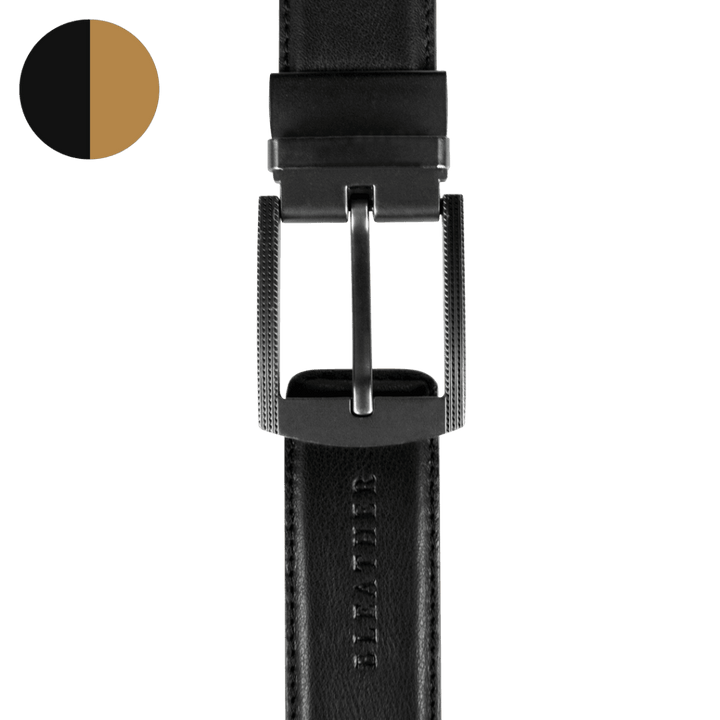 Ceinture: C30 Double face Noir/Cognac - Bleather Maroc