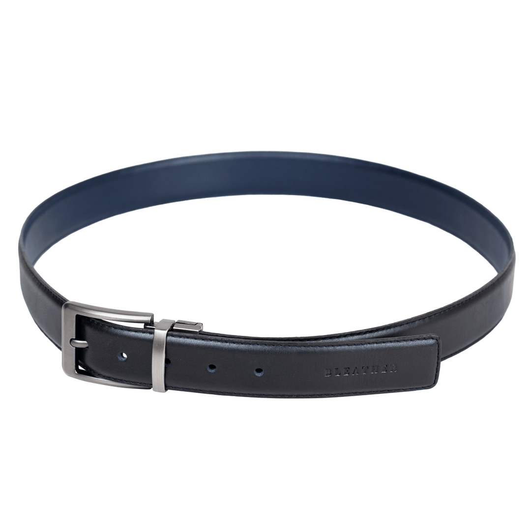 Ceinture: C66 Double face Noir/Bleu - Bleather Maroc
