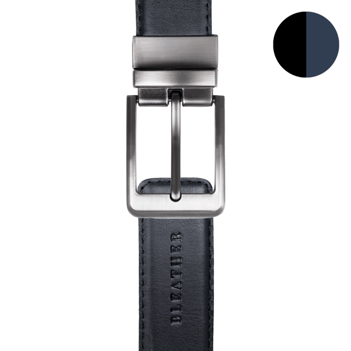 Ceinture: C66 Double face Noir/Bleu - Bleather Maroc