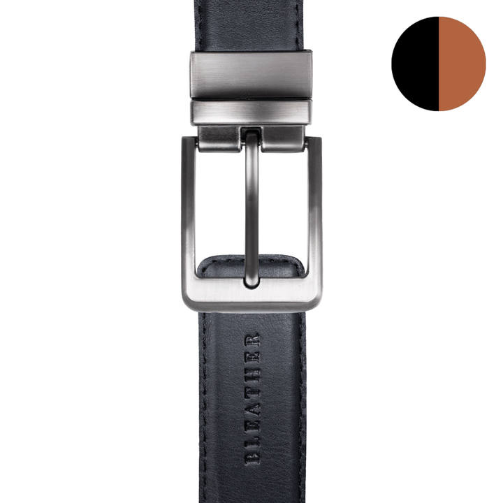 Ceinture: C66 Double Face Noir/Cognac - Bleather Maroc