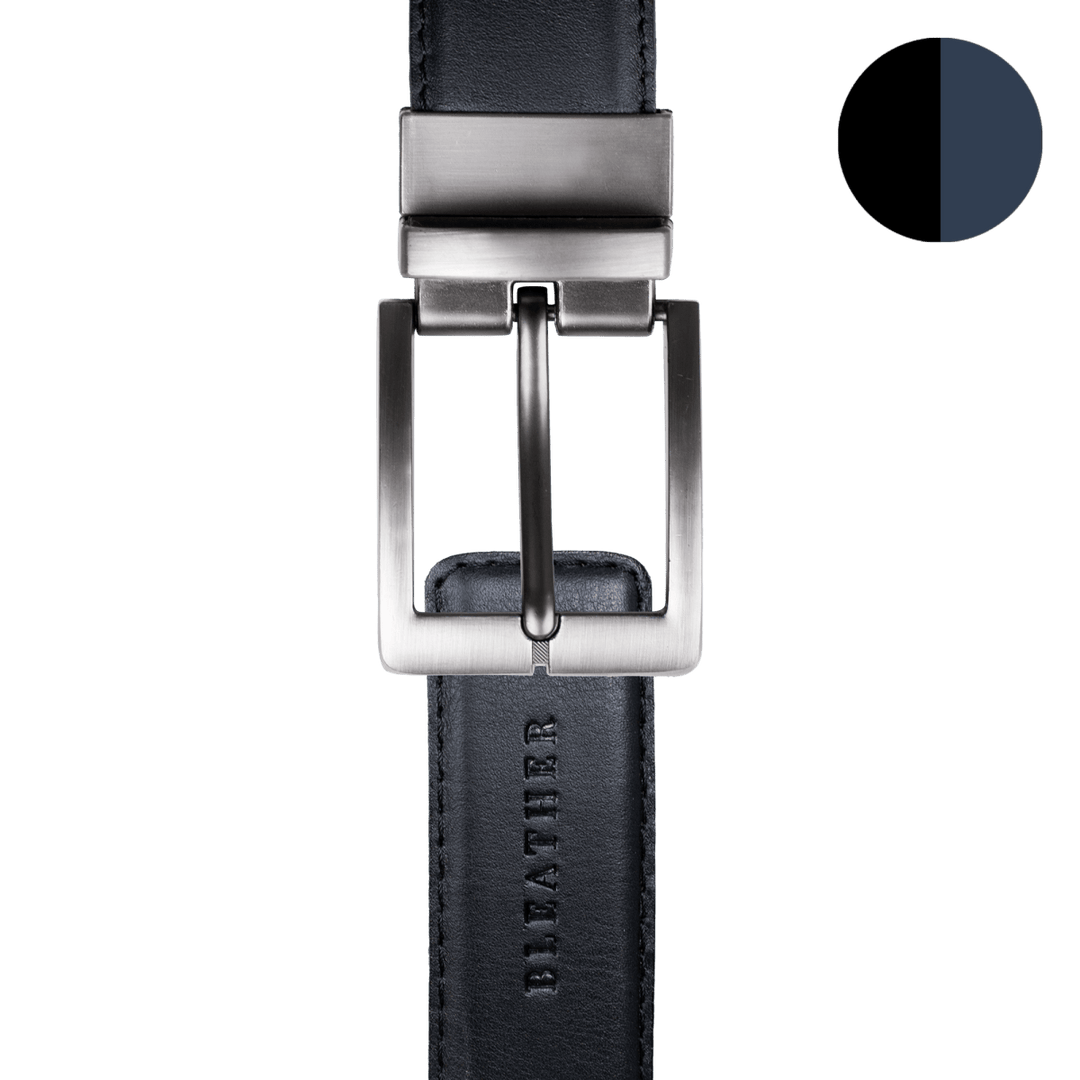 Ceinture: C68 Double Face Noir/Bleu - Bleather Maroc