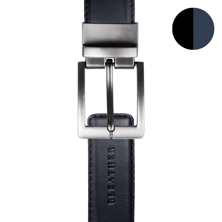 Ceinture: C68 Double Face Noir/Bleu - Bleather Maroc