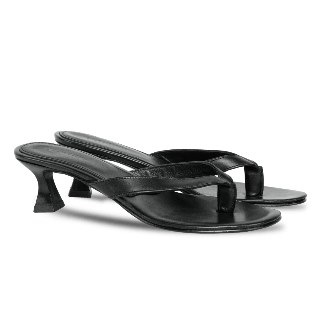 Celestine : Sandales Femme - Cuir Noir - Bleather Maroc