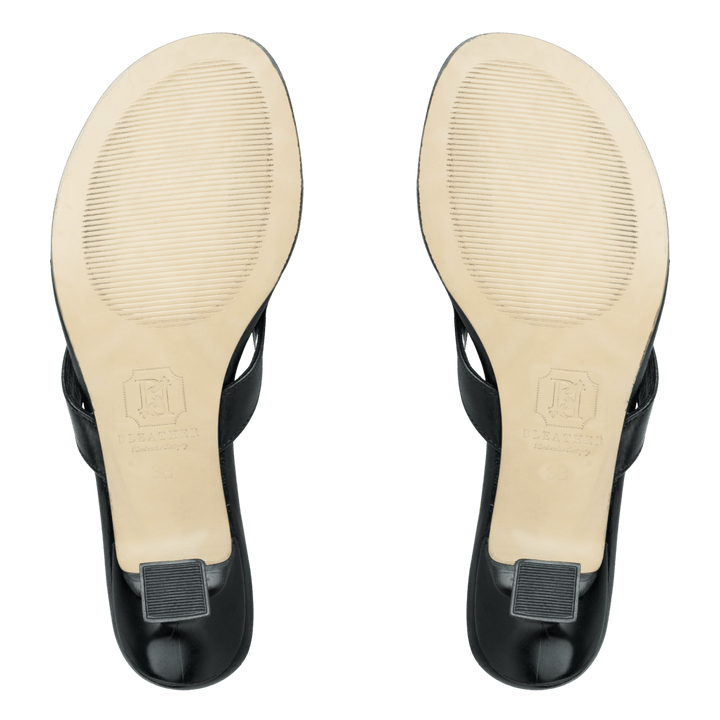 Celestine : Sandales Femme - Cuir Noir - Bleather Maroc