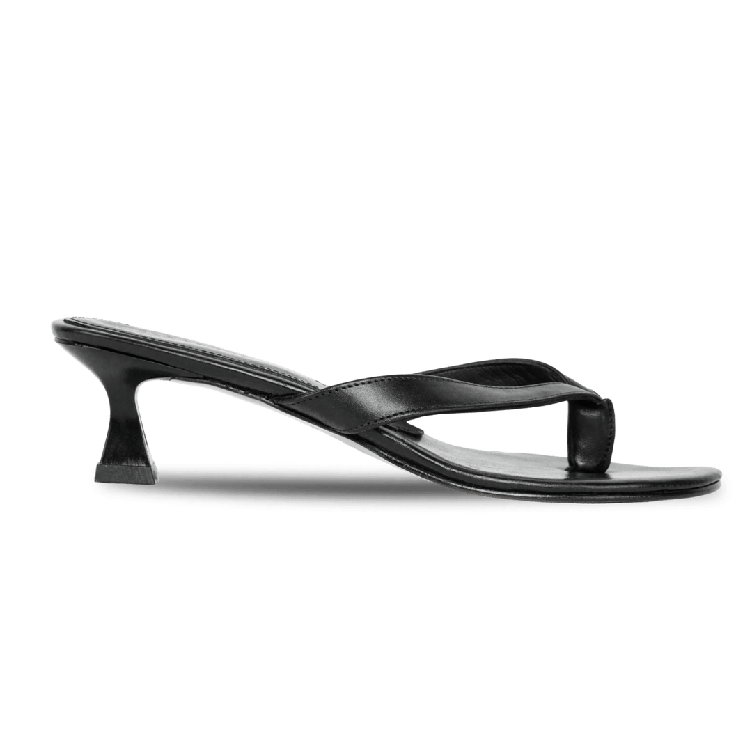 Celestine : Sandales Femme - Cuir Noir - Bleather Maroc