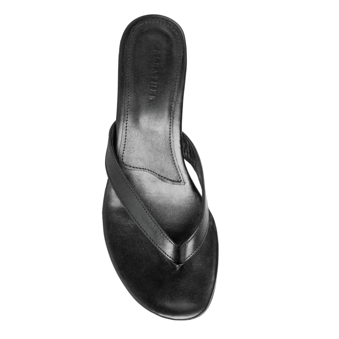 Celestine : Sandales Femme - Cuir Noir - Bleather Maroc