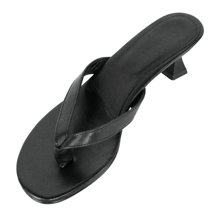 Celestine : Sandales Femme - Cuir Noir - Bleather Maroc