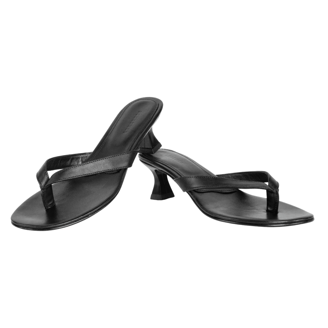 Celestine : Sandales Femme - Cuir Noir - Bleather Maroc
