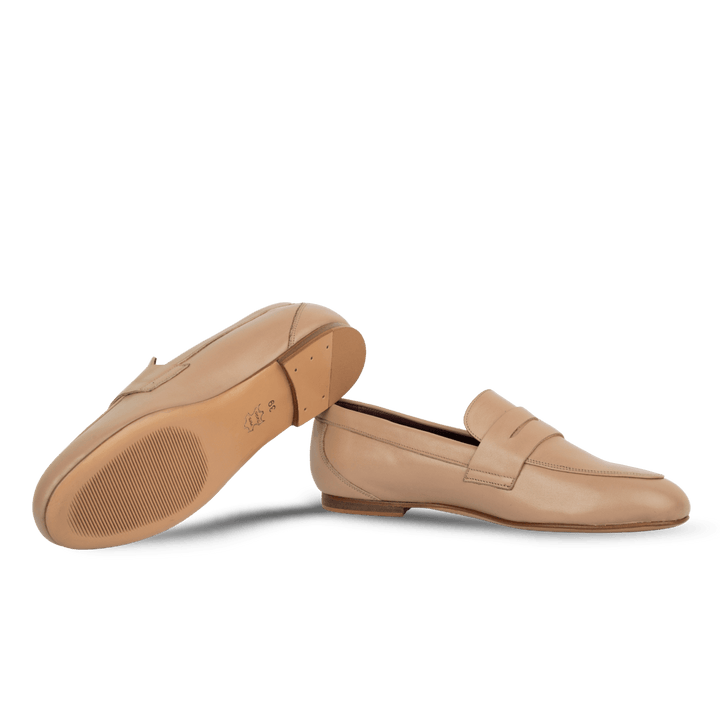 Celia : mocassin Femme - Cuir Beige - Bleather Maroc
