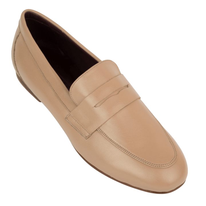 Celia : mocassin Femme - Cuir Beige - Bleather Maroc
