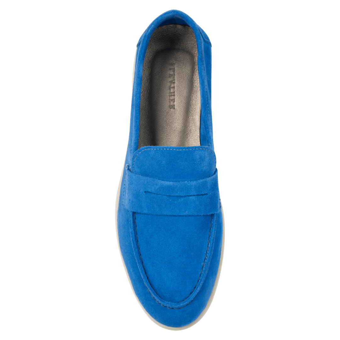 Charlize : mocassin Femme - Daim Bleu - Bleather Maroc