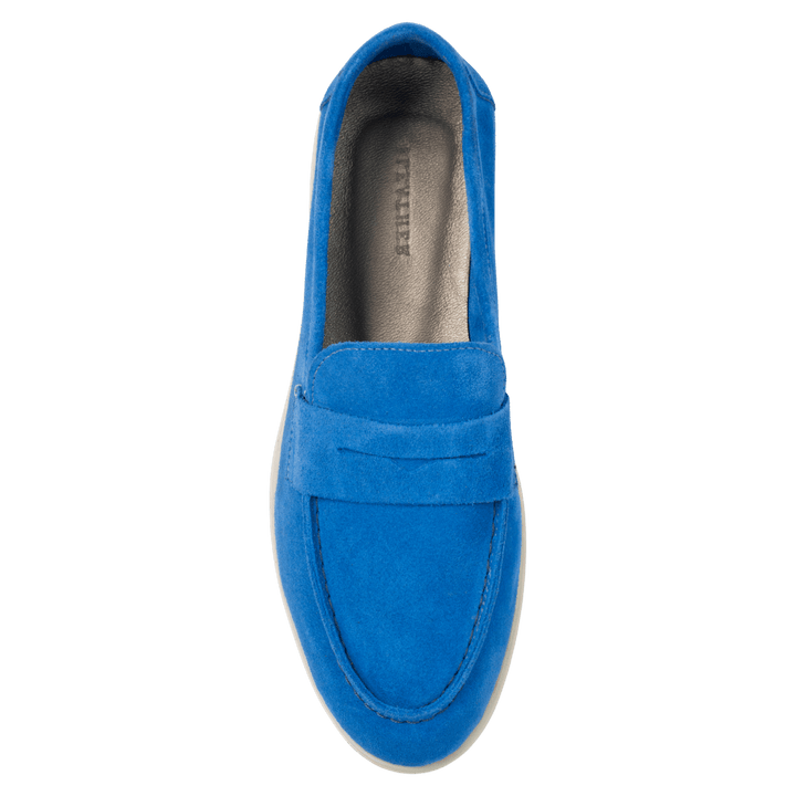 Charlize : mocassin Femme - Daim Bleu - Bleather Maroc