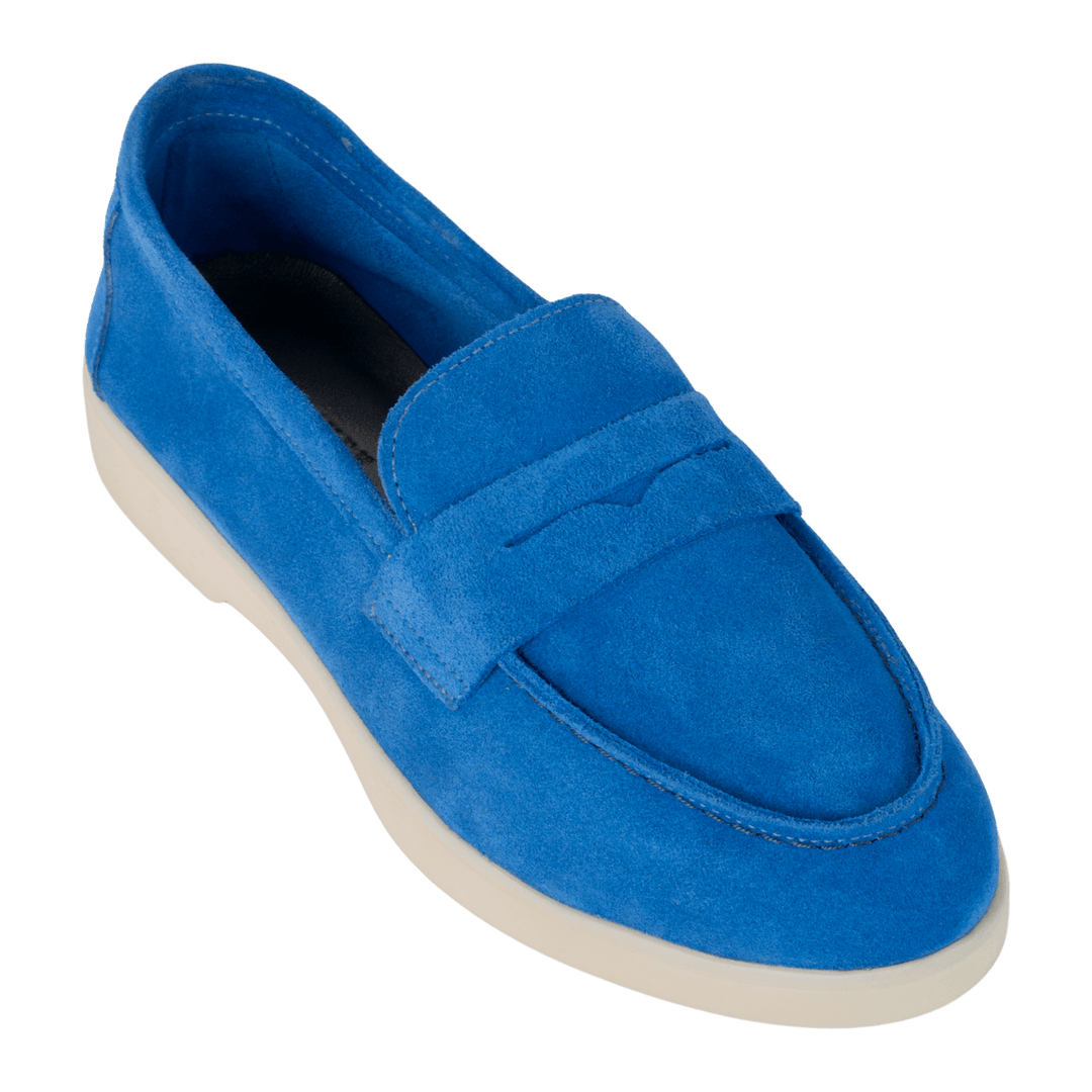 Charlize : mocassin Femme - Daim Bleu - Bleather Maroc