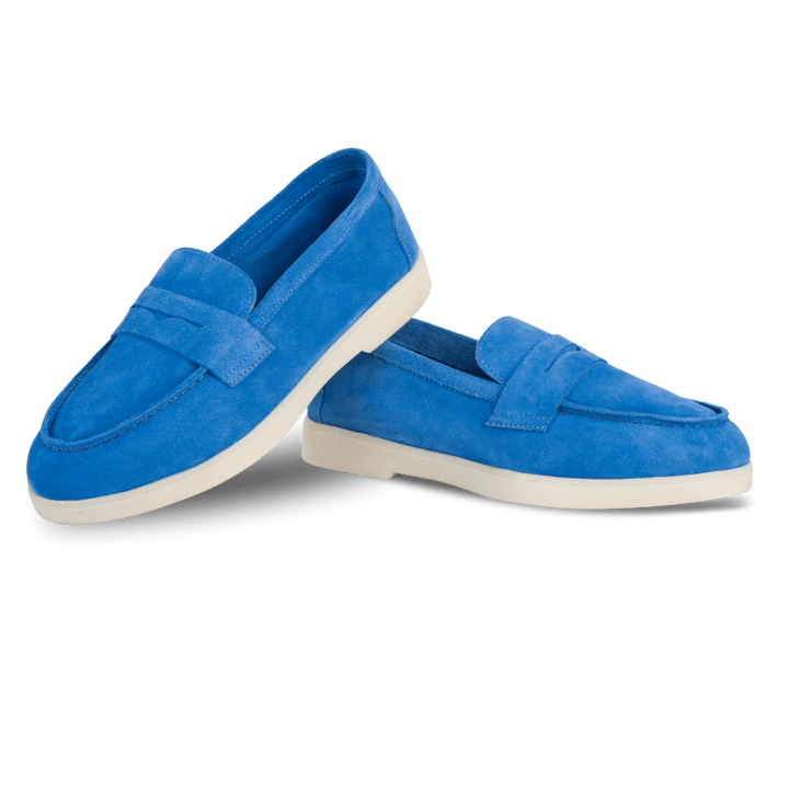 Charlize : mocassin Femme - Daim Bleu - Bleather Maroc