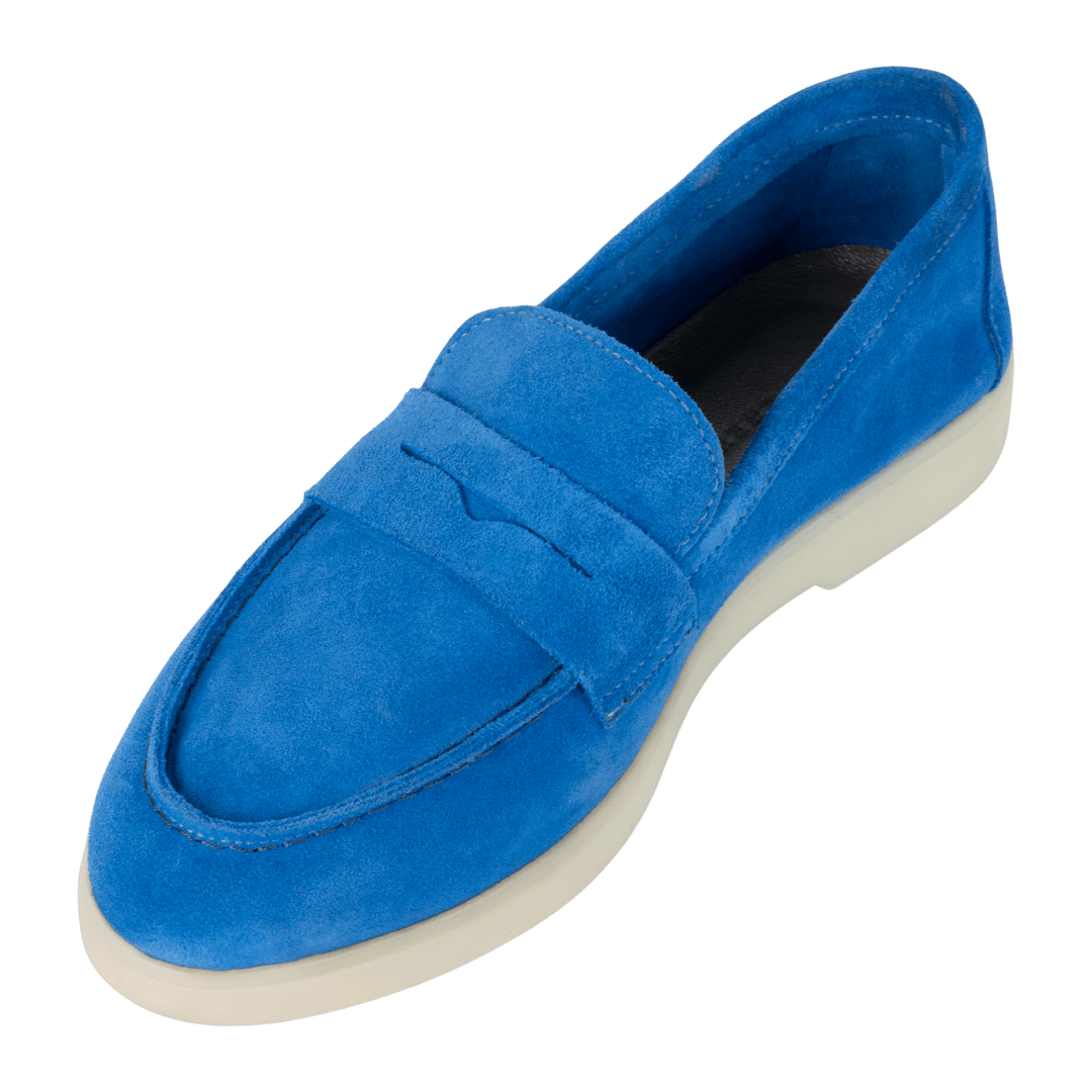 Charlize : mocassin Femme - Daim Bleu - Bleather Maroc