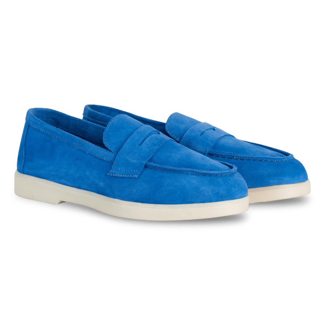 Charlize : mocassin Femme - Daim Bleu - Bleather Maroc