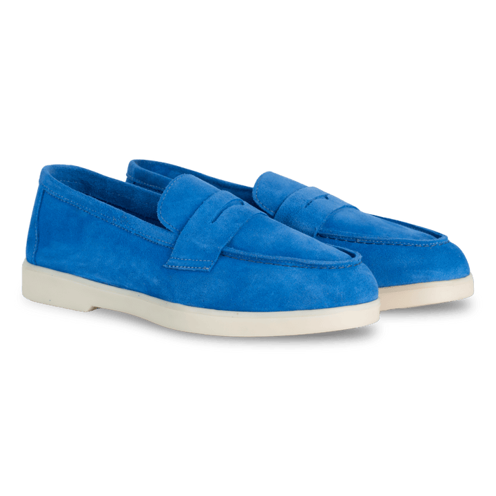 Charlize : mocassin Femme - Daim Bleu - Bleather Maroc