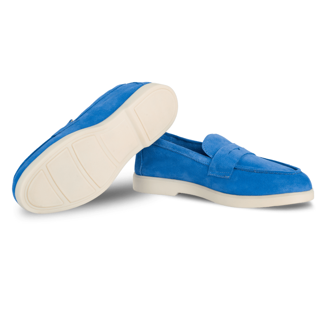 Charlize : mocassin Femme - Daim Bleu - Bleather Maroc