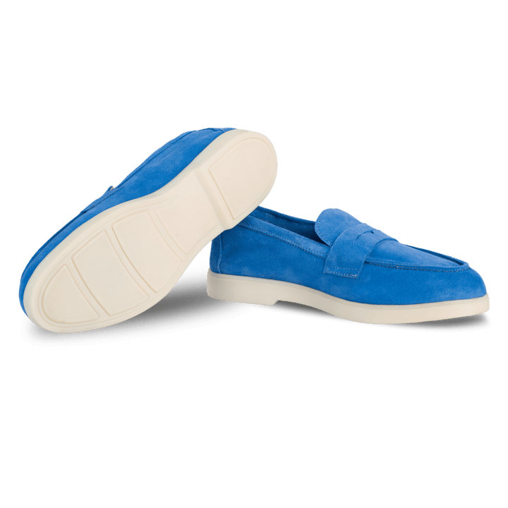 Charlize : mocassin Femme - Daim Bleu - Bleather Maroc