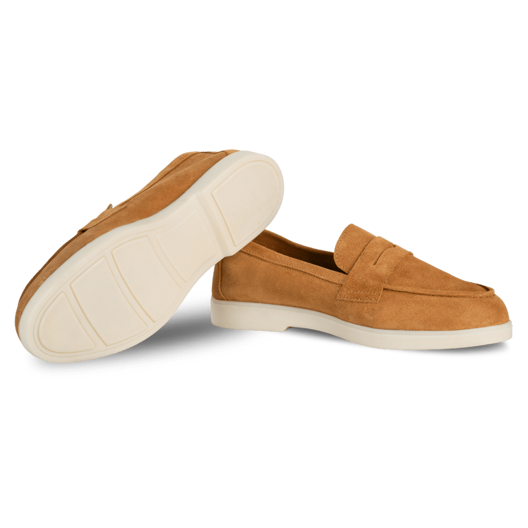 Charlize : mocassin Femme - Daim Cognac - Bleather Maroc