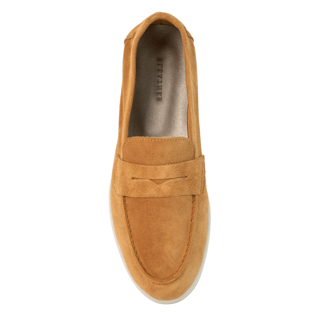 Charlize : mocassin Femme - Daim Cognac - Bleather Maroc