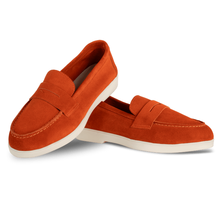 Charlize : mocassin Femme - Daim Orange - Bleather Maroc