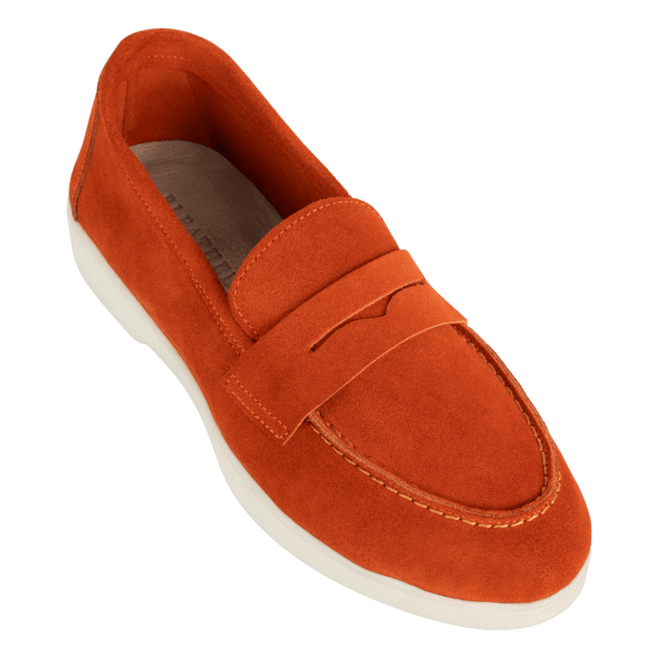 Charlize : mocassin Femme - Daim Orange - Bleather Maroc