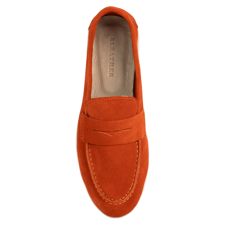 Charlize : mocassin Femme - Daim Orange - Bleather Maroc