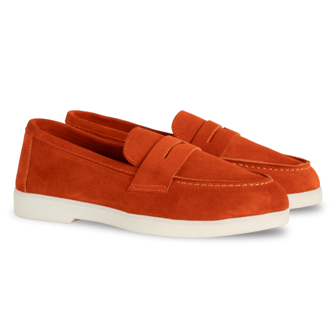 Charlize : mocassin Femme - Daim Orange - Bleather Maroc