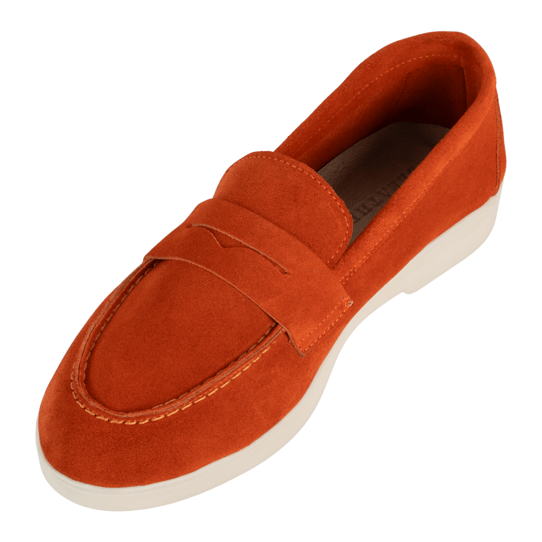 Charlize : mocassin Femme - Daim Orange - Bleather Maroc