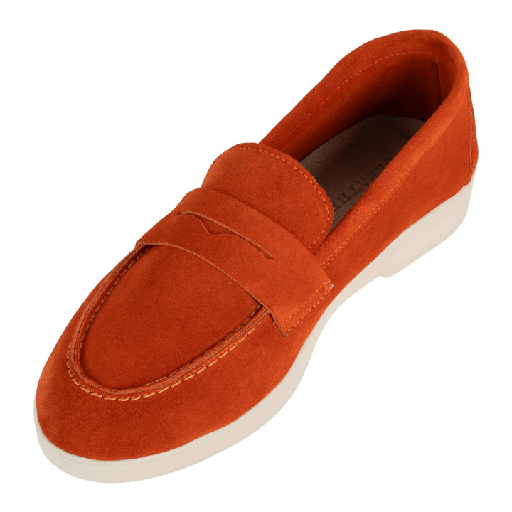 Charlize : mocassin Femme - Daim Orange - Bleather Maroc