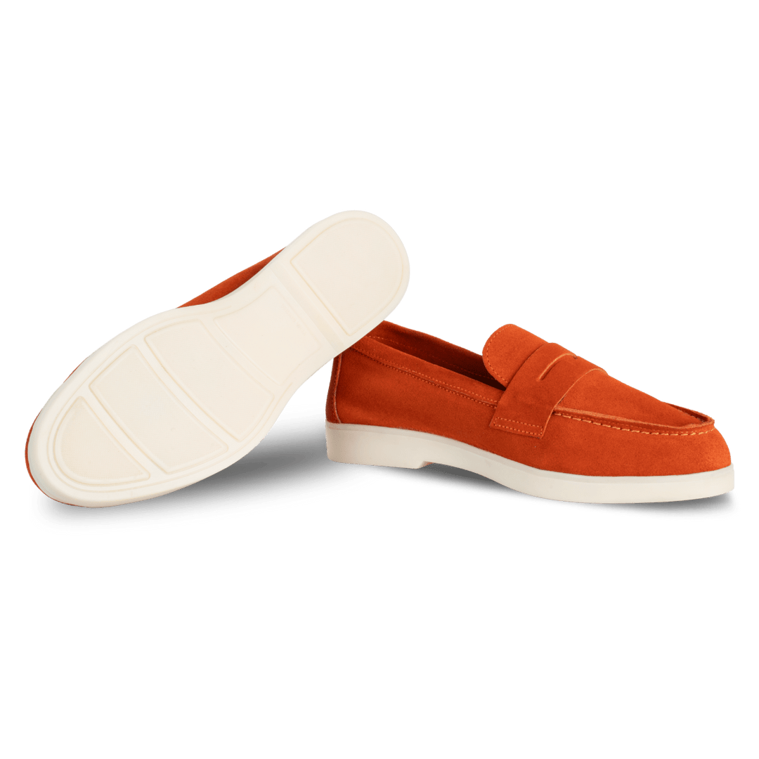Charlize : mocassin Femme - Daim Orange - Bleather Maroc
