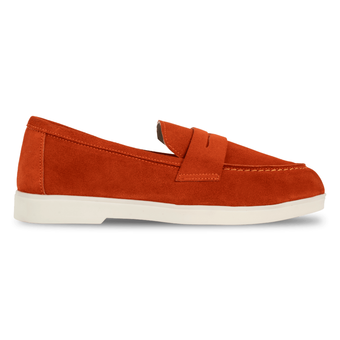 Charlize : mocassin Femme - Daim Orange - Bleather Maroc