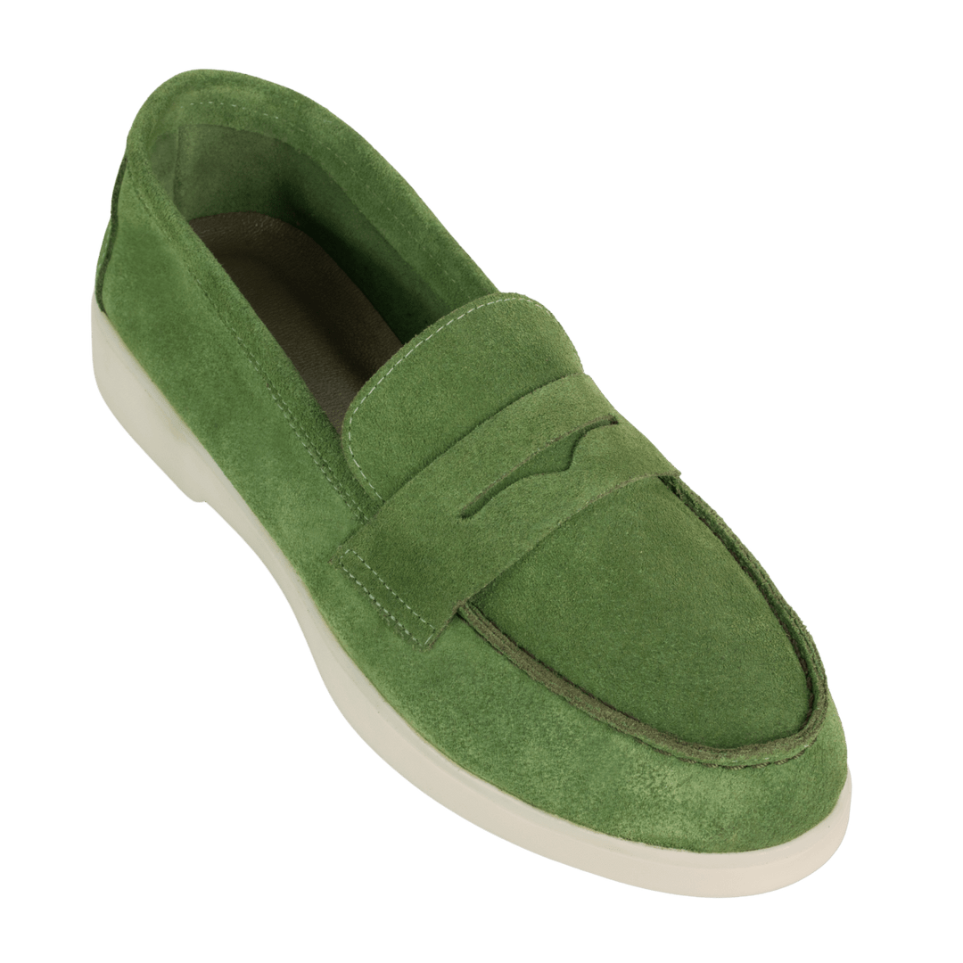 Charlize : mocassin Femme - Daim vert - Bleather Maroc