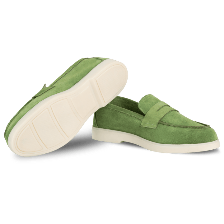 Charlize : mocassin Femme - Daim vert - Bleather Maroc