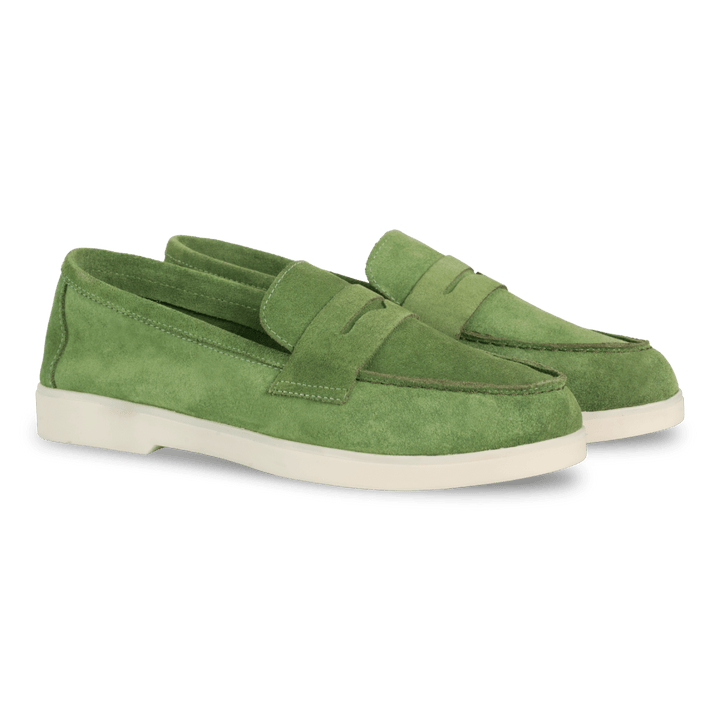 Charlize : mocassin Femme - Daim vert - Bleather Maroc