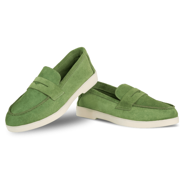 Charlize : mocassin Femme - Daim vert - Bleather Maroc