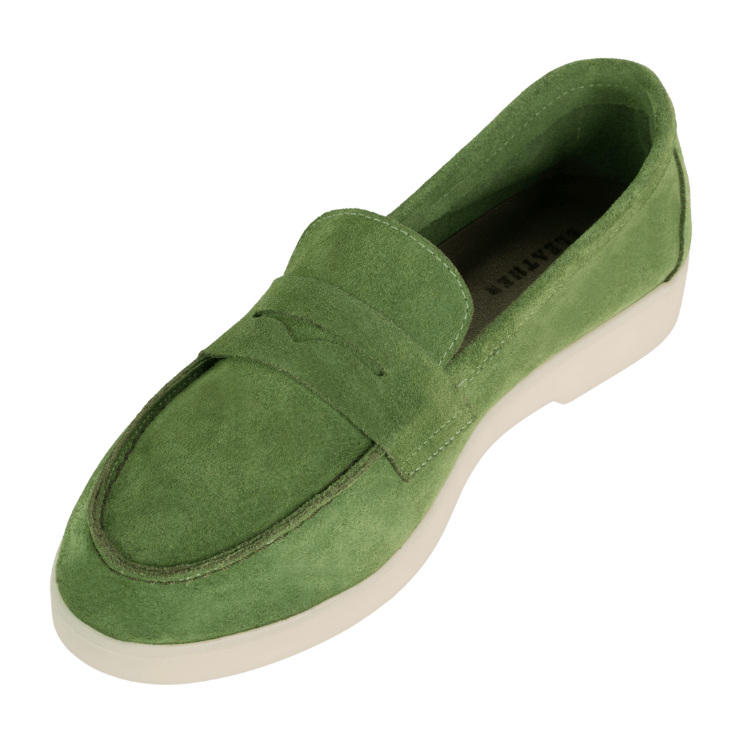 Charlize : mocassin Femme - Daim vert - Bleather Maroc