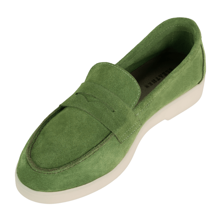 Charlize : mocassin Femme - Daim vert - Bleather Maroc