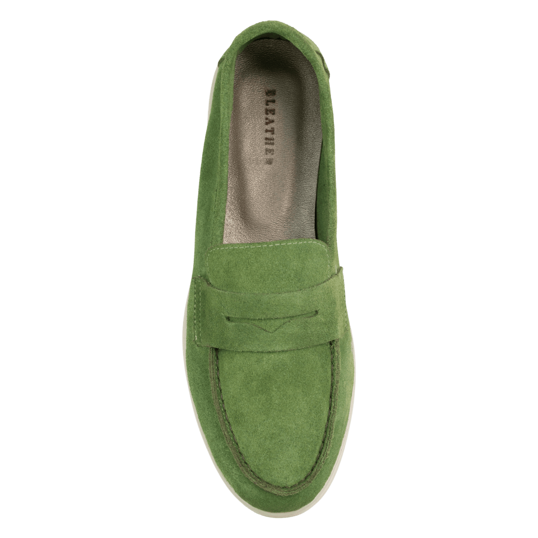Charlize : mocassin Femme - Daim vert - Bleather Maroc