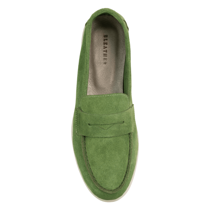 Charlize : mocassin Femme - Daim vert - Bleather Maroc