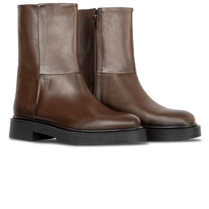 Charlotte: Bottes Femme - Cuir Marron - Bleather Maroc